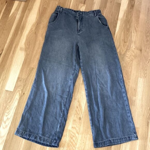 YFB Young Fabulous Broke Womens Wide Leg High Waist Fluid Jeans Blue Bohemian L - Picture 1 of 10